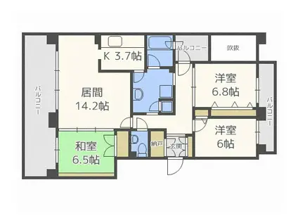 パシフィック宮の沢(3LDK/8階)の間取り写真
