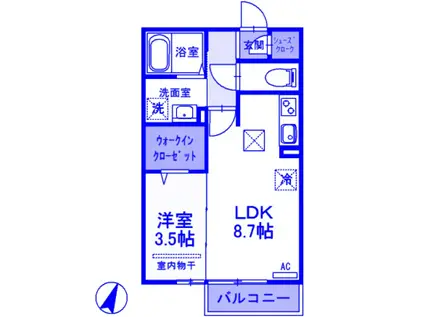 MY CORONET A(1LDK/1階)の間取り写真