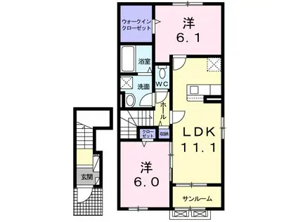 バンブーカン(2LDK/2階)の間取り写真