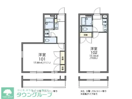 レオパレス深田(1K/2階)の間取り写真