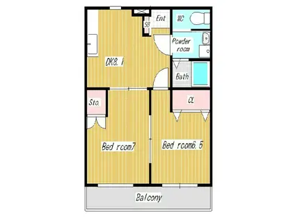 こぶしハイム(2DK/1階)の間取り写真