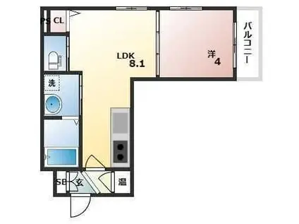 アーバンヴイラ摂津(1LDK/3階)の間取り写真