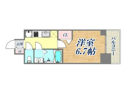 プレサンス ハーバーランド アンド・シー(1K/13階)の間取り写真