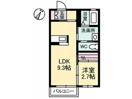 シャーメゾンジイル(1LDK/2階)の間取り写真