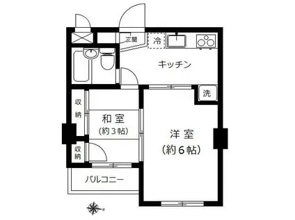 パラッツオ島崎(2K/4階)の間取り写真