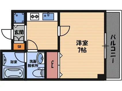 ヴェルドゥール茨木(1K/2階)の間取り写真