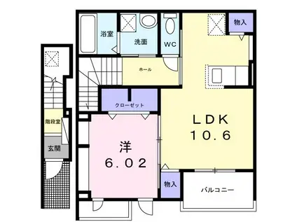 ル・シエル(1LDK/2階)の間取り写真