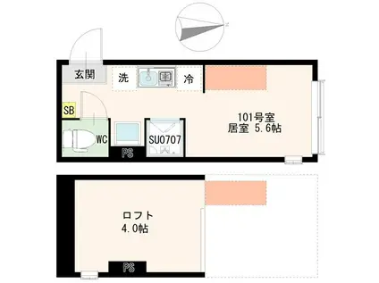 貫井4丁目アパート(ワンルーム/1階)の間取り写真