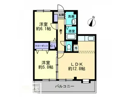 フォブール富田(2LDK/1階)の間取り写真