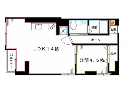 CLASICO(1LDK/4階)の間取り写真