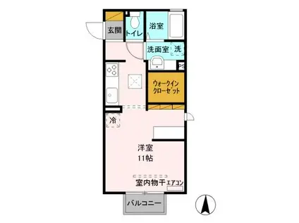 D‐ROOMミルアモール A 101(ワンルーム/1階)の間取り写真