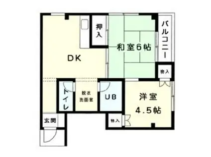 ガーデンヒルズ(2DK/2階)の間取り写真