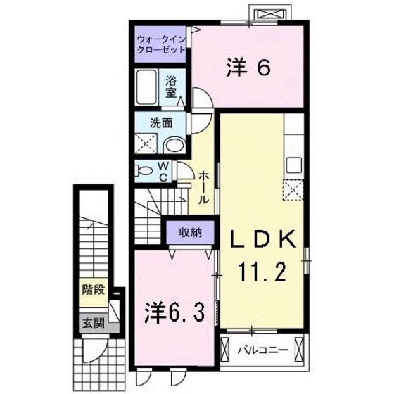 KREIS A(2LDK/2階)の間取り写真