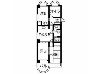 ロイヤルハウス(4DK/4階)の間取り写真