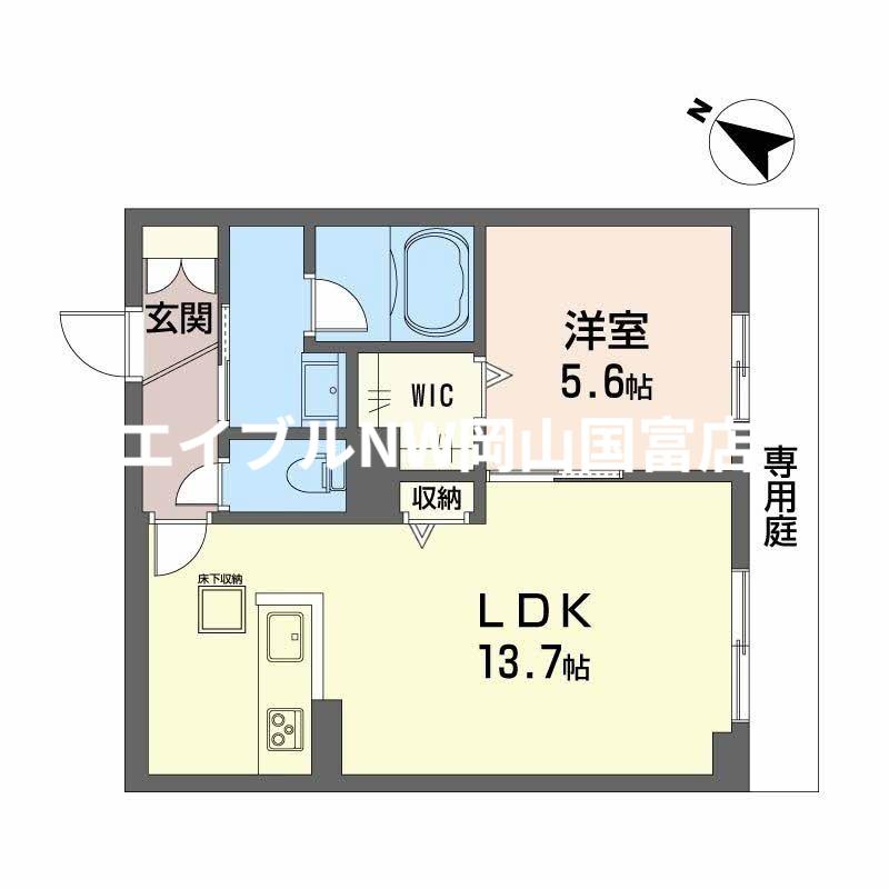 フルールブラン(1LDK/1階)の間取り写真
