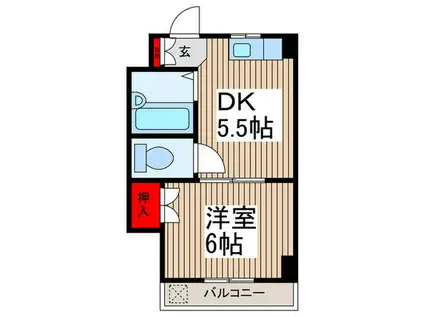 リュミエ越谷(1DK/2階)の間取り写真