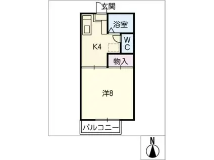 エスティーム天伯 B棟(1K/1階)の間取り写真