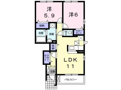 京都丹後鉄道宮舞線 四所駅 徒歩14分 2階建 築15年(2LDK/1階)の間取り写真