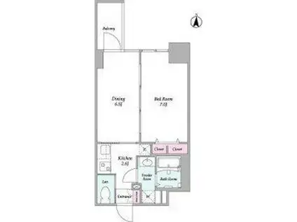 コンフォリア・リヴ新大阪ウエスト(2K/8階)の間取り写真