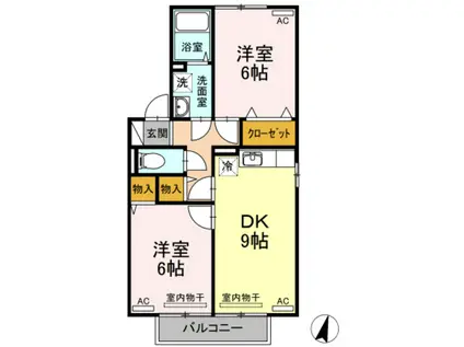 ストークシャトルB棟(2DK/2階)の間取り写真