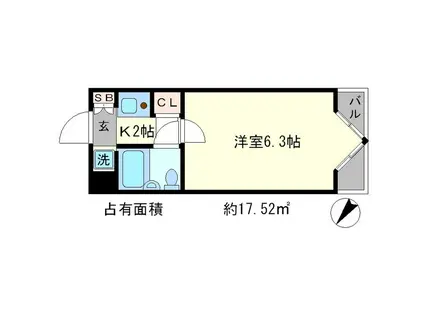 デトムワン鴨川(1K/3階)の間取り写真
