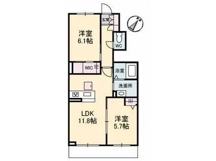 シャーメゾン瀬戸(2LDK/1階)の間取り写真