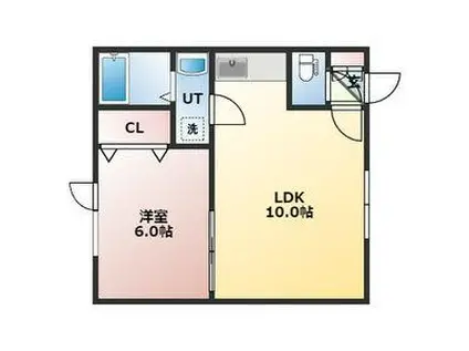ミール山鼻(1LDK/2階)の間取り写真