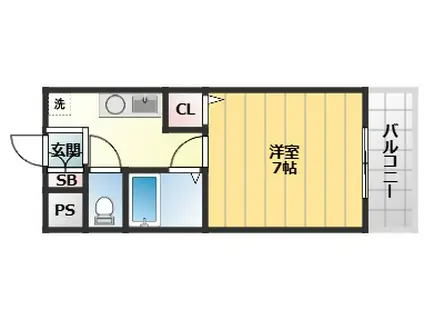 チサトハイツ3(1K/4階)の間取り写真