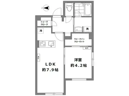 EDIT三軒茶屋(1LDK/2階)の間取り写真
