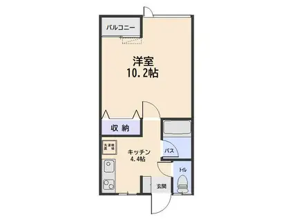 メルヴェイユ城下(1K/1階)の間取り写真