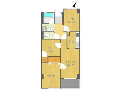 リバーサイド山栄(2SDK/3階)の間取り写真