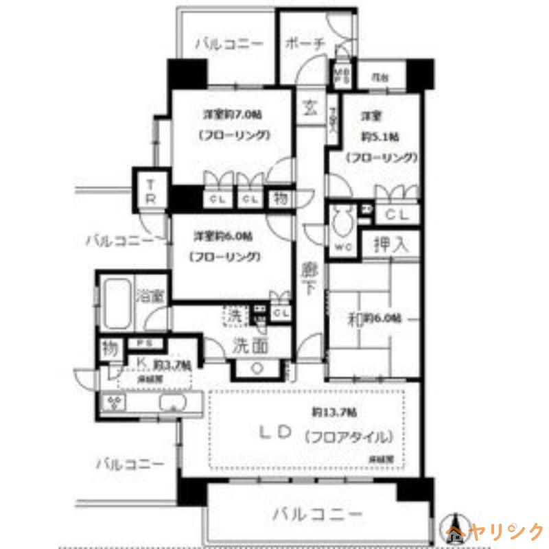 ALATO白壁東(4LDK/6階)の間取り写真