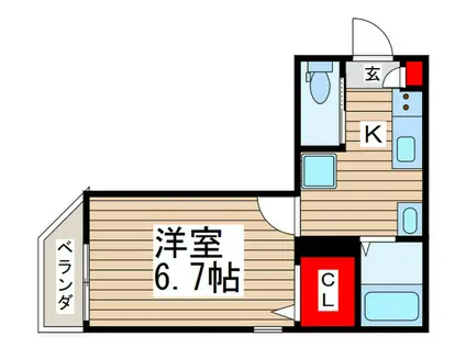 新検見川レジデンス(1K/1階)の間取り写真