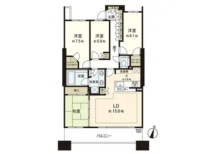 ミッドプレイス仙台タワー&レジデンス(4LDK/7階)の間取り写真