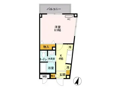 キャナルパーク(1K/1階)の間取り写真