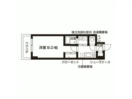 ブラントワール茨木(1K/5階)の間取り写真