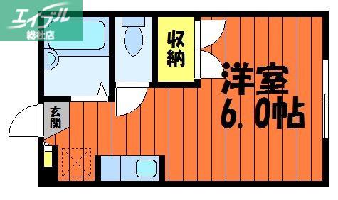 サンシャイン(1K/2階)の間取り写真