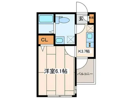 ウィズ プレイスさがみ野(1K/1階)の間取り写真