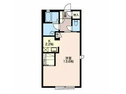 タウンコート上町東A&F(1K/1階)の間取り写真