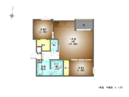 REGALEST千成(2LDK/3階)の間取り写真