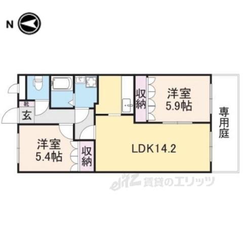 セントフィールド葛城Ⅰ(2LDK/1階)の間取り写真