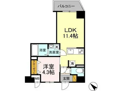 D-ROOM NOBUTO(1LDK/8階)の間取り写真