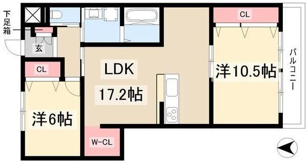 アニコムハイツII(2LDK/3階)の間取り写真