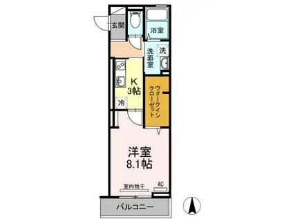 アヴニールS(1K/2階)の間取り写真