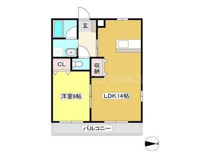 アゼリアA..Y(1LDK/2階)の間取り写真