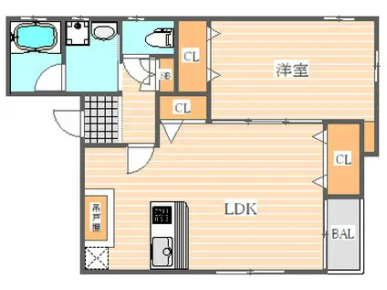 ジェンティーレ博多駅南Ⅰ(1LDK/2階)の間取り写真