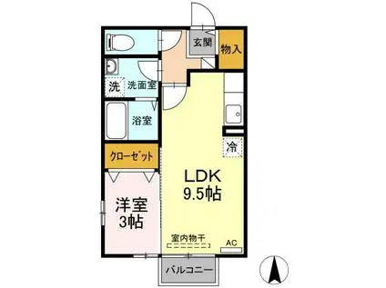 フローラルガーデン伏石(1LDK/2階)の間取り写真