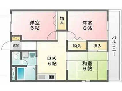 コア柏島(3DK/1階)の間取り写真