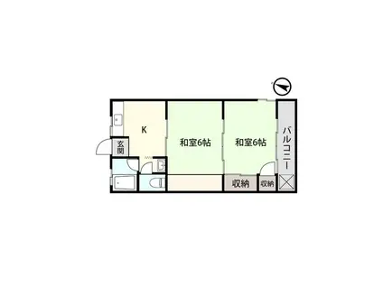 ラ・ネージュ富山II(2K/2階)の間取り写真