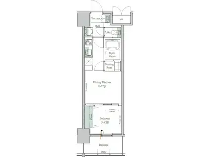 ワンルーフレジデンス台東根岸(1DK/9階)の間取り写真